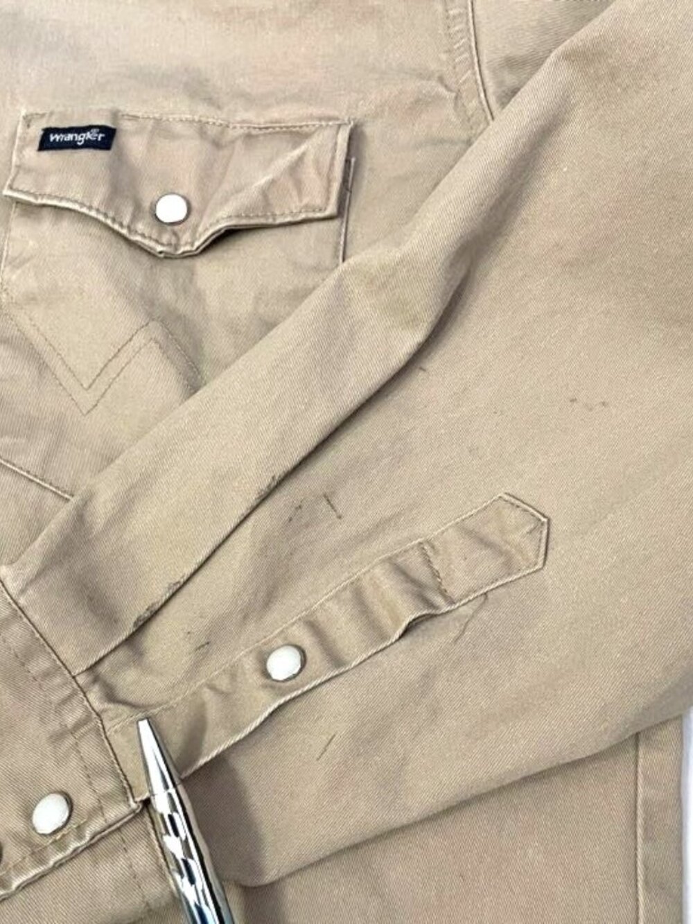 Vintage Wrangler Pearl Snap Shirt Large Heavyweight Long Sleeve Workwear Western - Picture 14 of 16